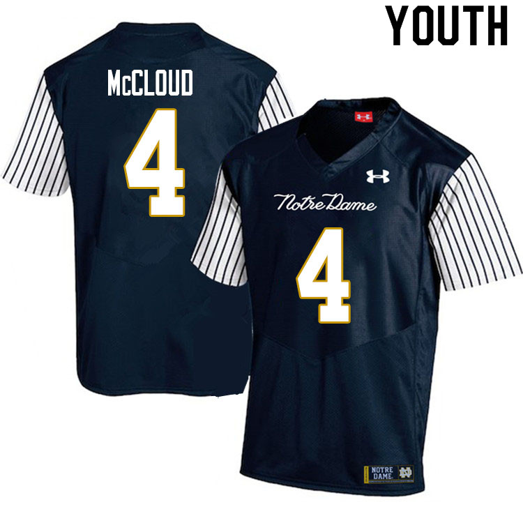 Youth NCAA Notre Dame Fighting Irish #4 Nick McCloud Stitched College Under Armour Authentic Navy Alternate Football Jersey GP10I40LG